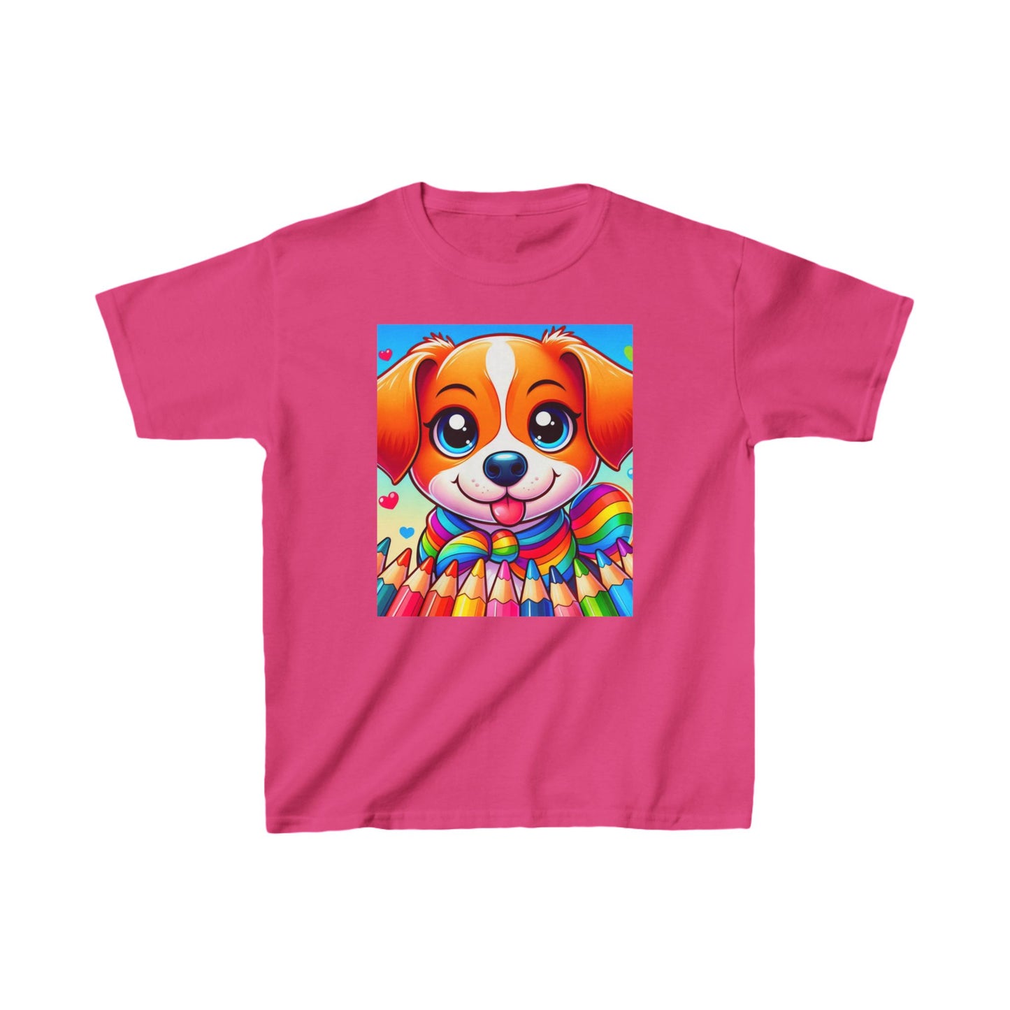 Kids Heavy Cotton™ Tee - Colorful Puppy