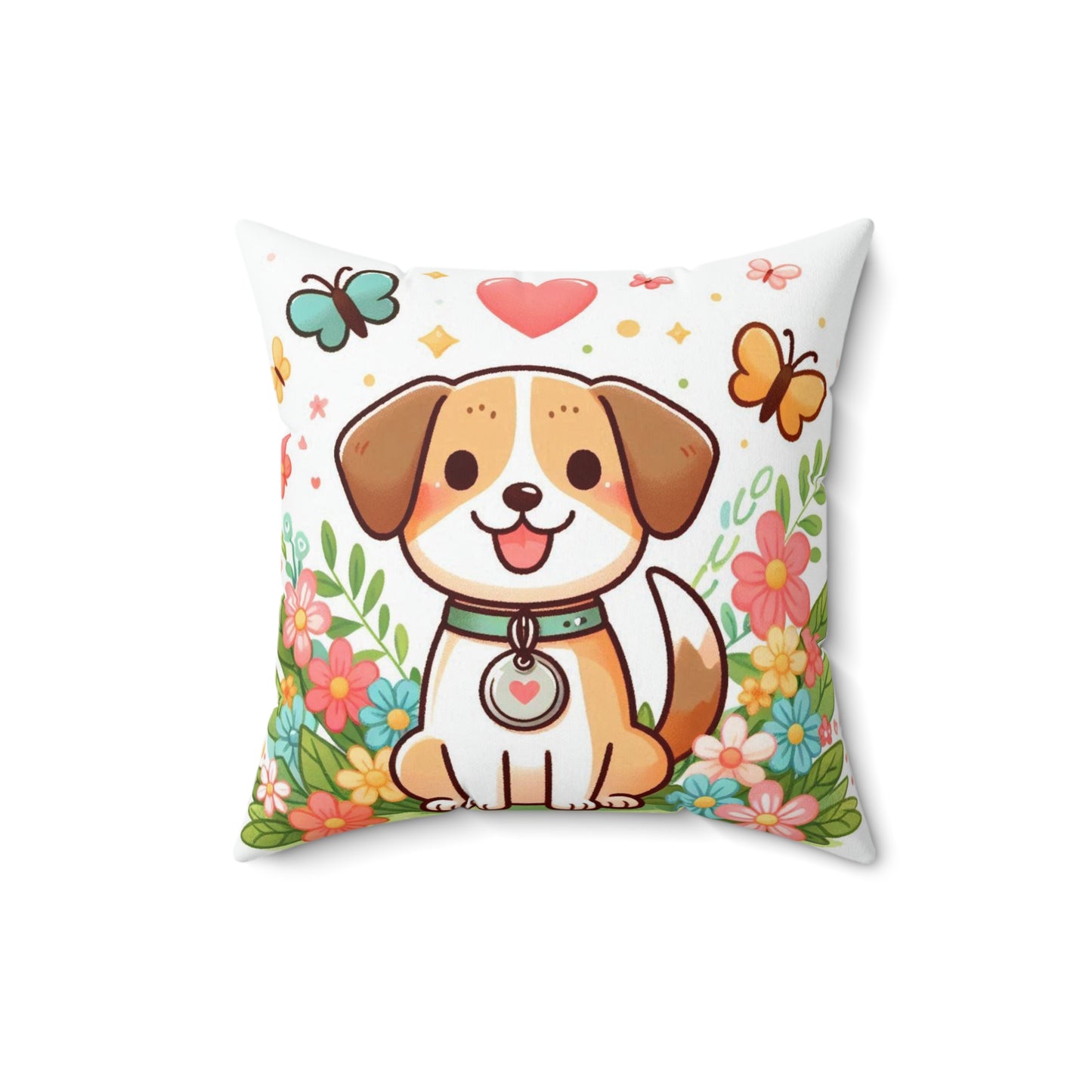 Spun Polyester Square Pillow - Child -Puppy Love