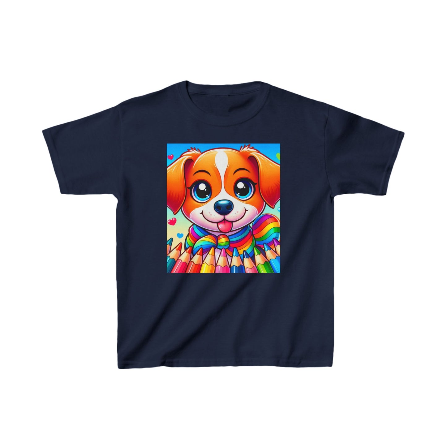 Kids Heavy Cotton™ Tee - Colorful Puppy