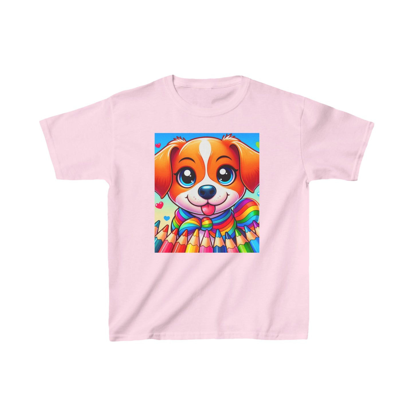 Kids Heavy Cotton™ Tee - Colorful Puppy