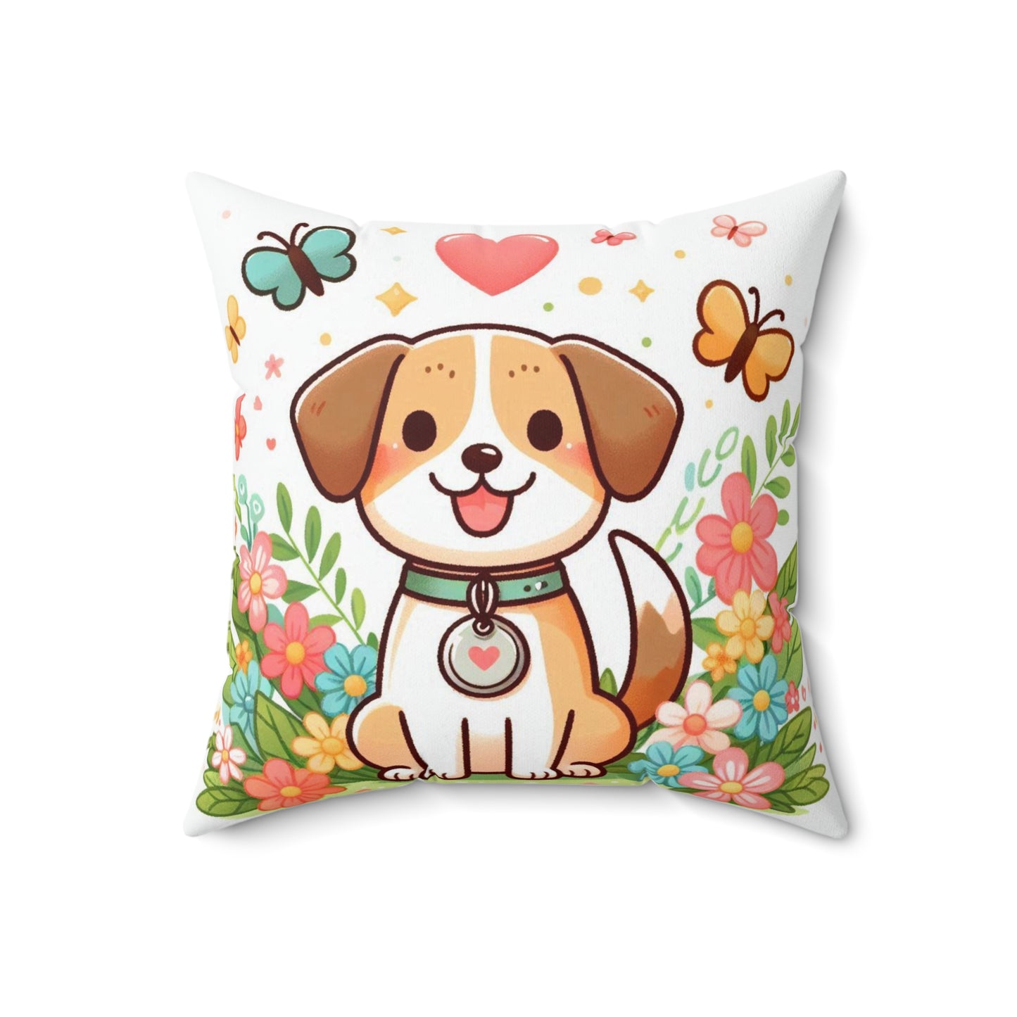 Spun Polyester Square Pillow - Child -Puppy Love