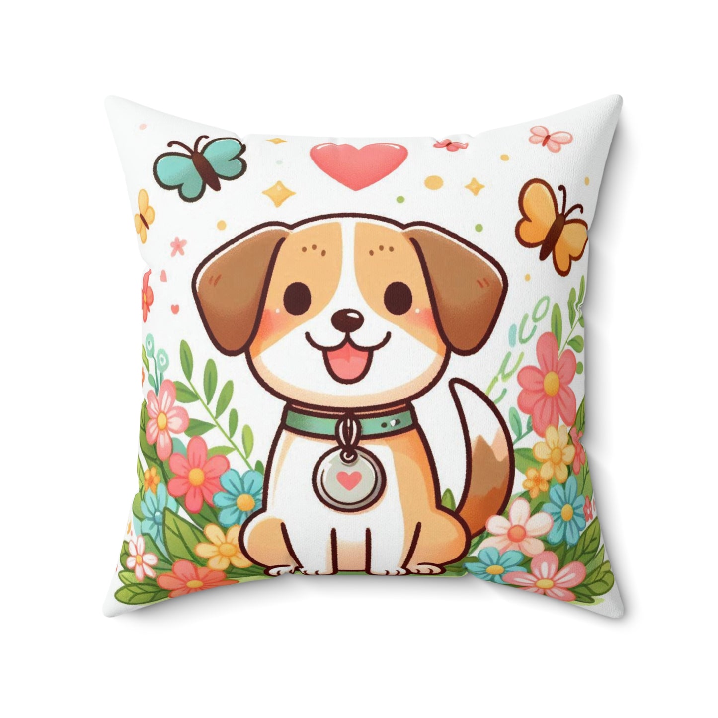 Spun Polyester Square Pillow - Child -Puppy Love