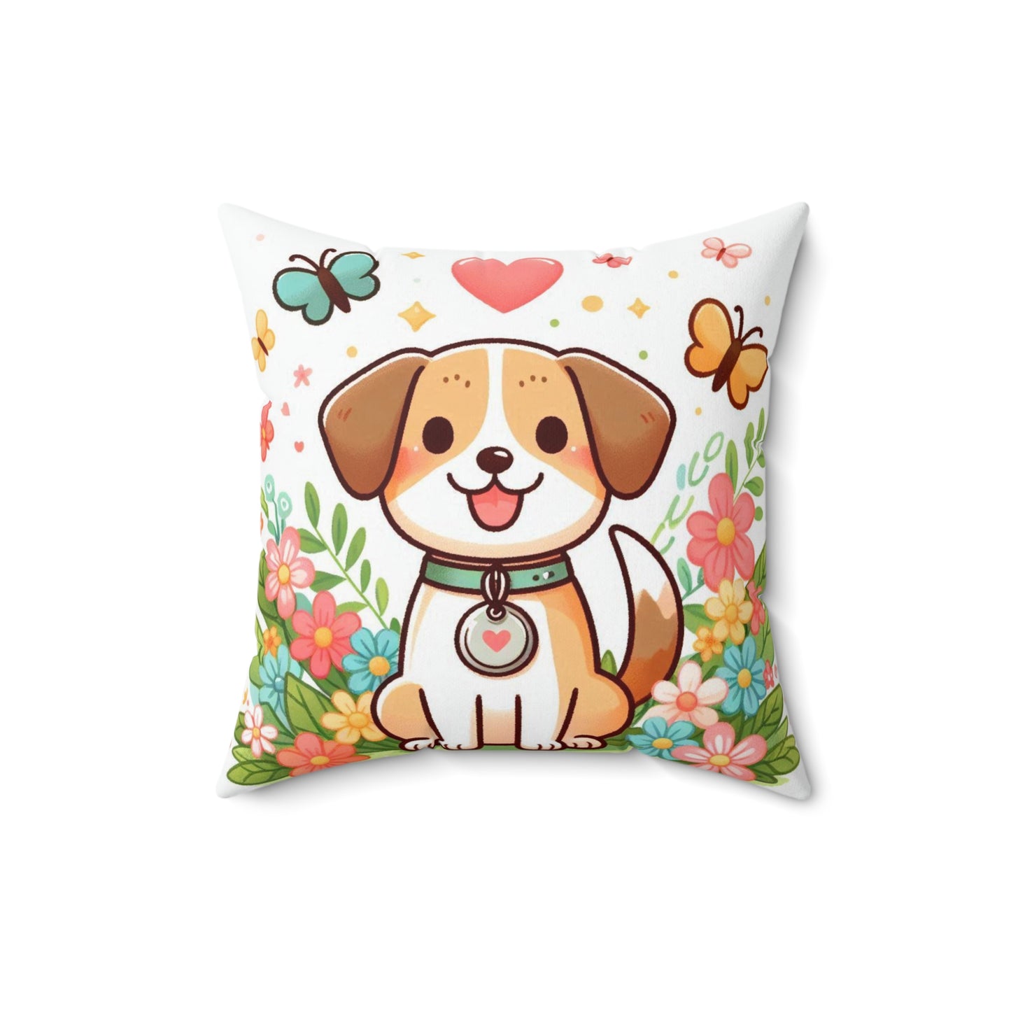 Spun Polyester Square Pillow - Child -Puppy Love