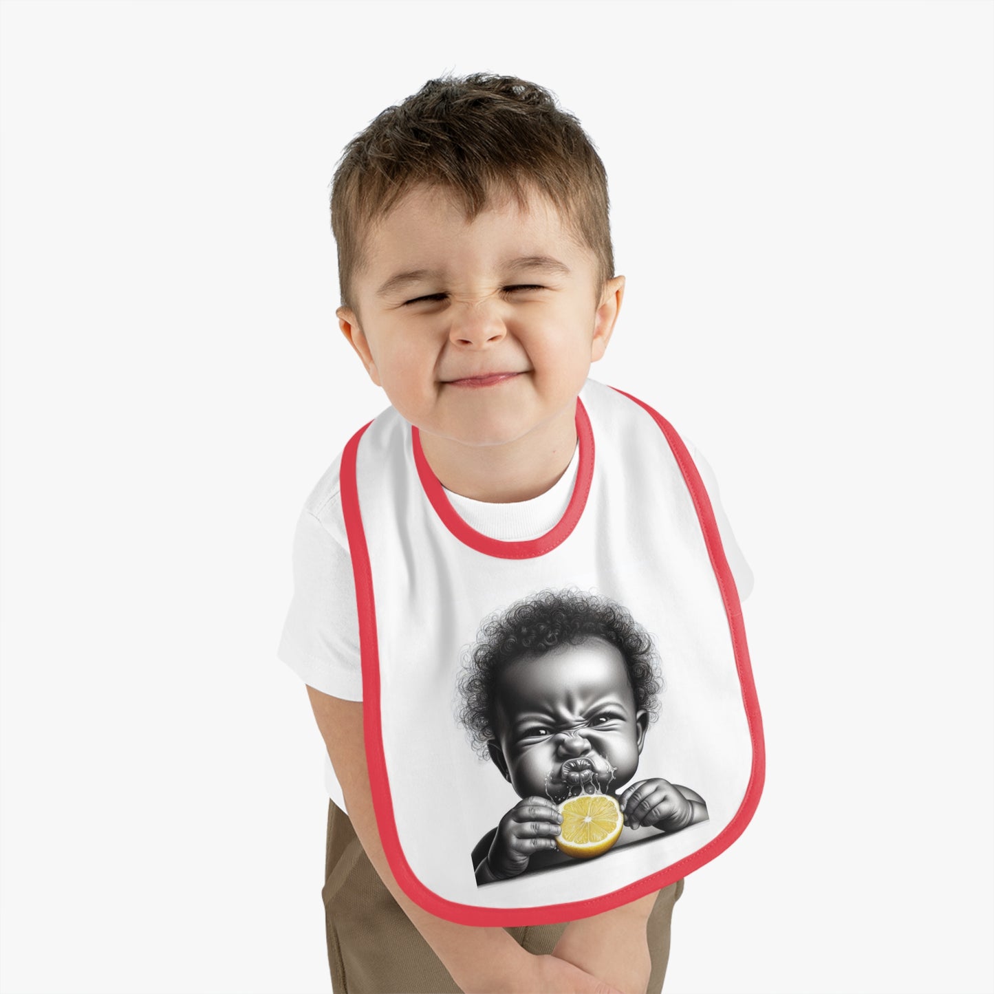 Baby Contrast Trim Jersey Bib - LemonFace Boy 2