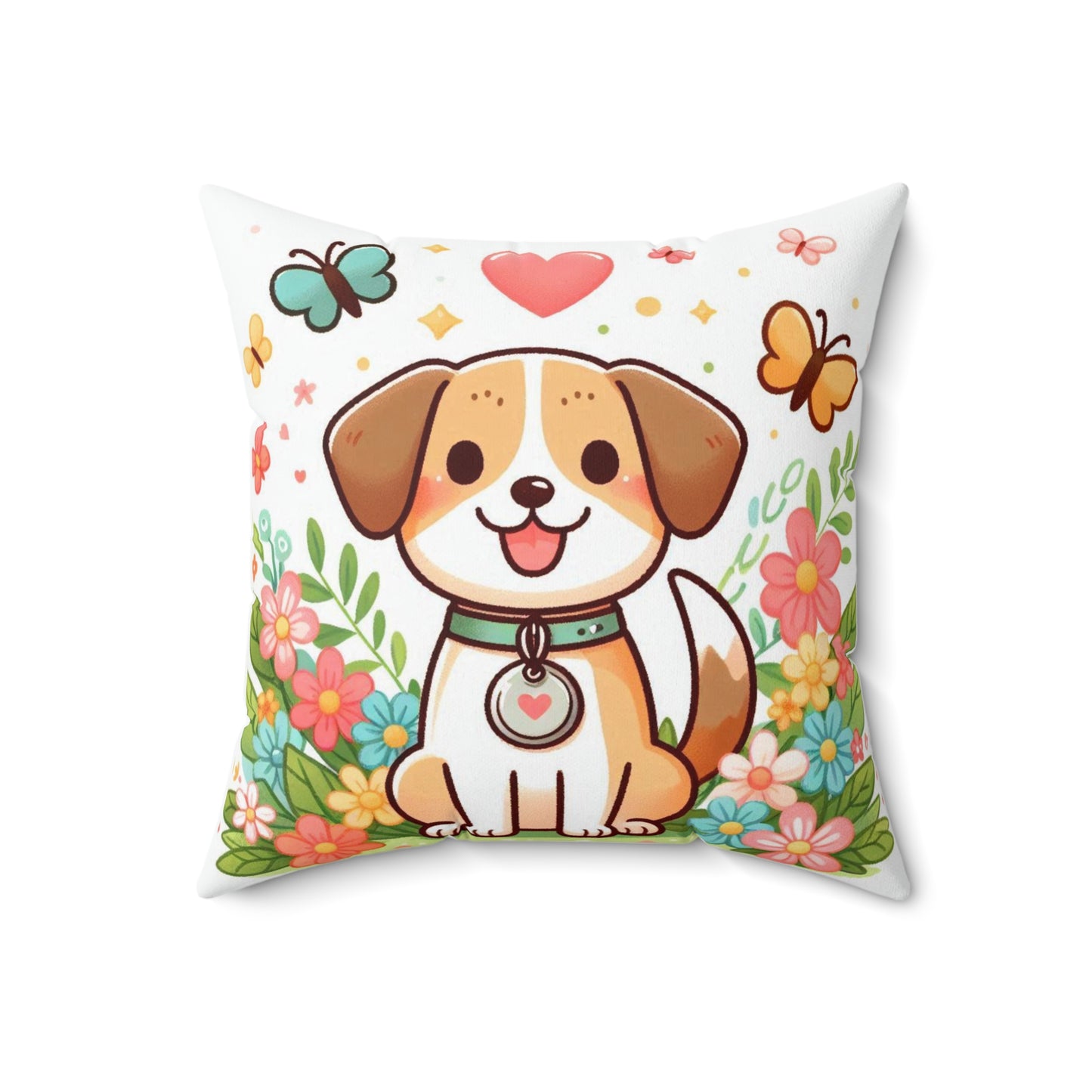 Spun Polyester Square Pillow - Child -Puppy Love