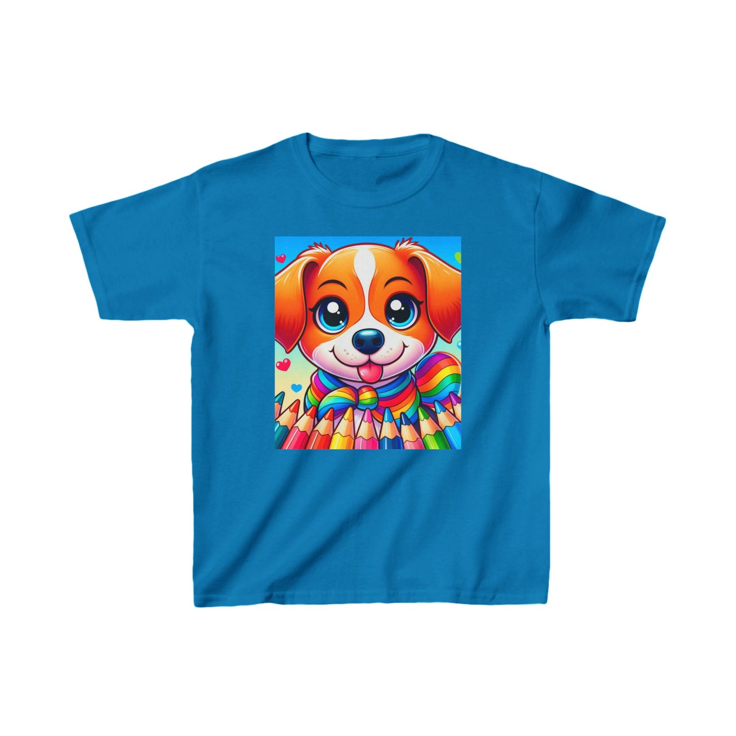 Kids Heavy Cotton™ Tee - Colorful Puppy