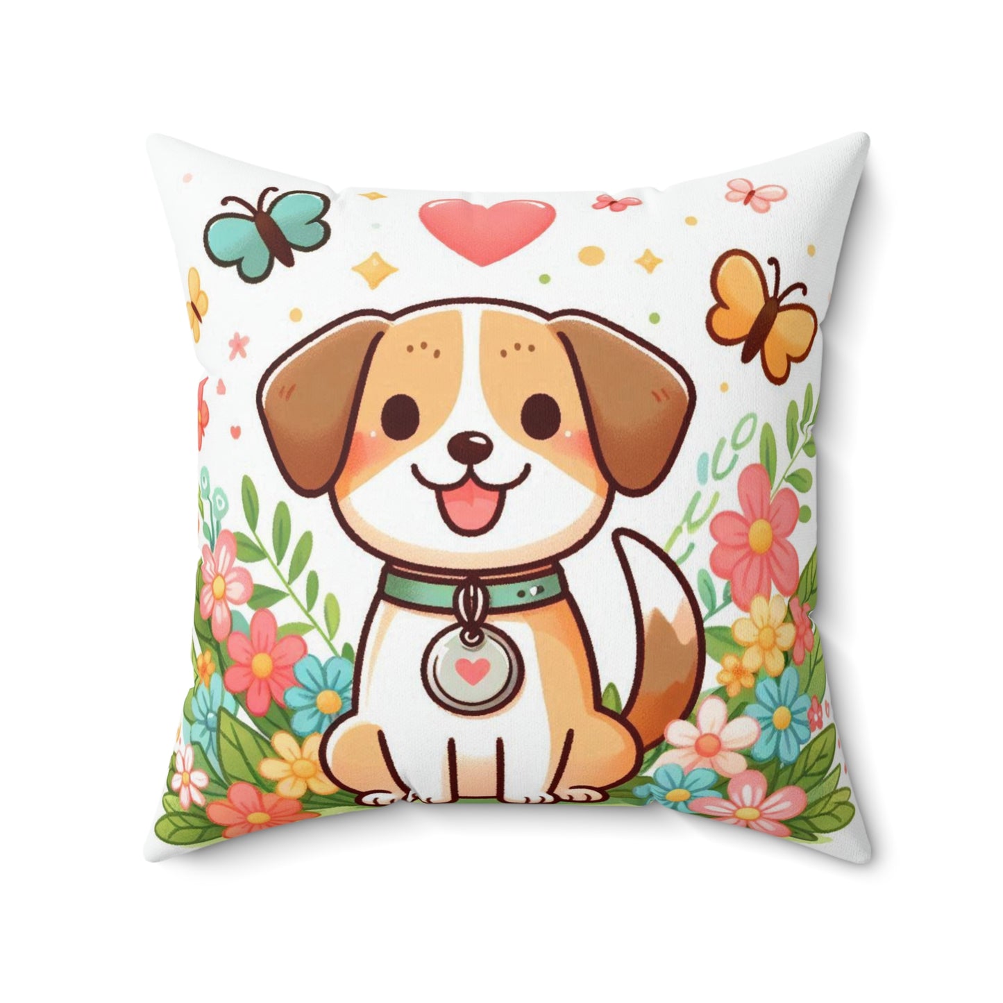 Spun Polyester Square Pillow - Child -Puppy Love