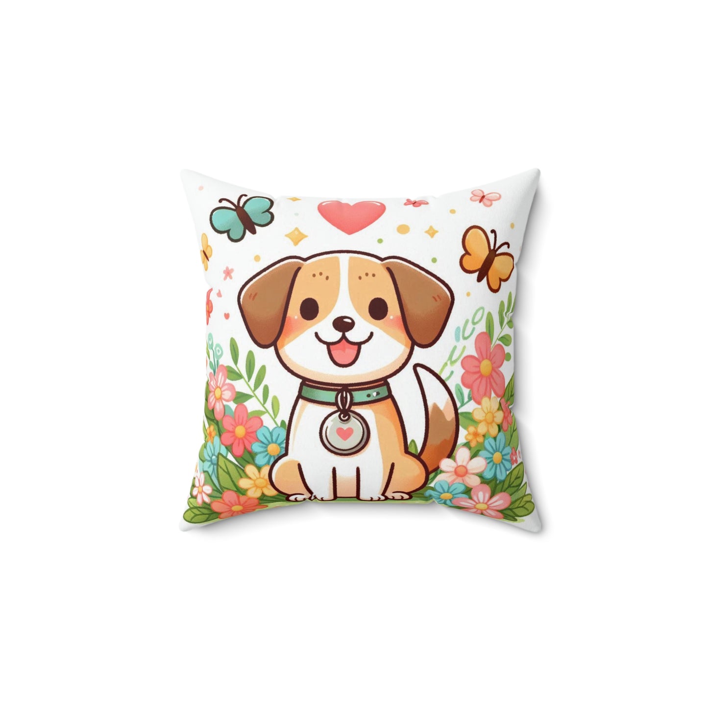 Spun Polyester Square Pillow - Child -Puppy Love