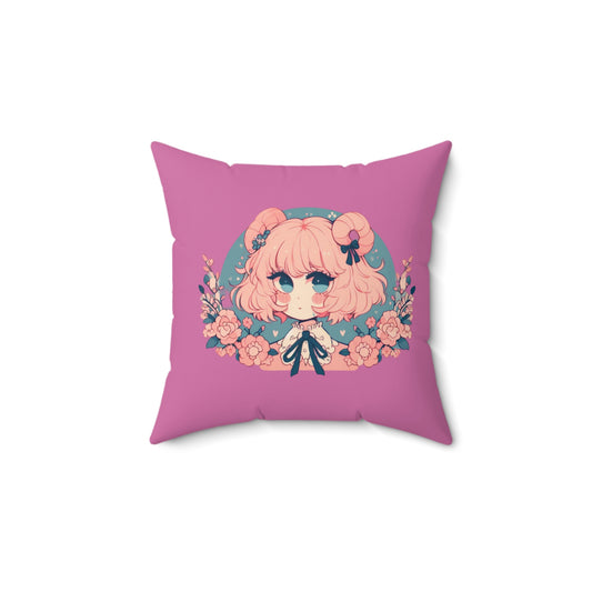 Spun Polyester Square Pillow -Anime